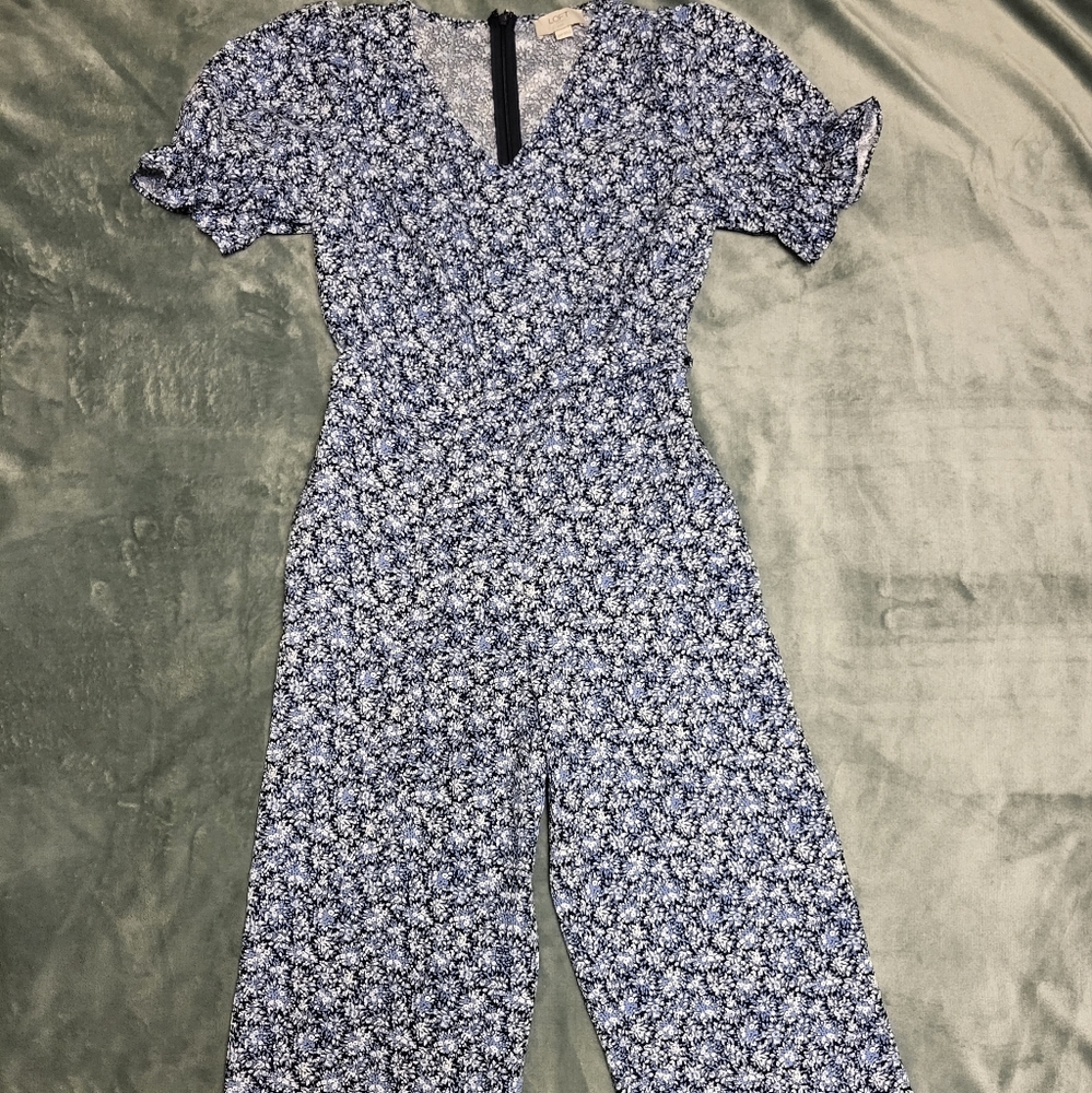 Loft floral jumpsuit, blue and white, 00P, never worn